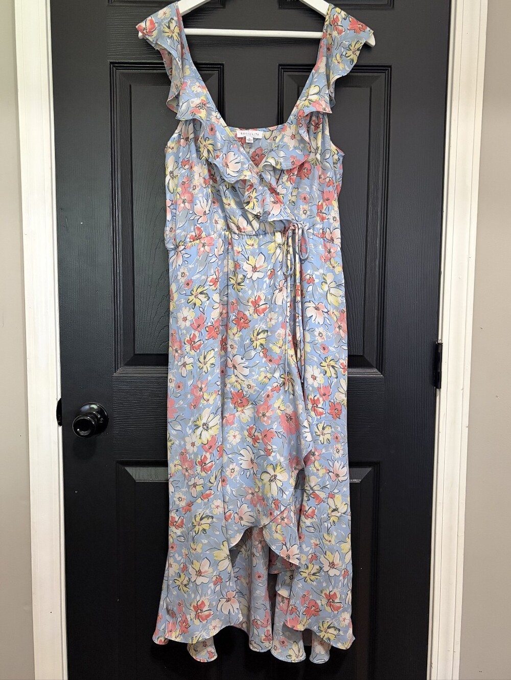 Socialite Floral Faux Wrap Midi Dress XL